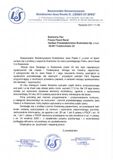 Wsparcie inwestycji Parku Papieskiego