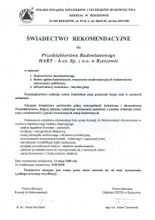 Świadectwo rekomendacji budownictwa mieszkaniowego