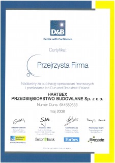 Certyfikat Przejrzysta Firma 2008