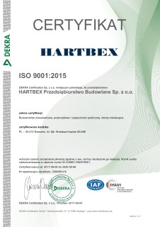 Certyfikat ISO 9001:2015 za budownictwo mieszkaniowe, przemysłowe