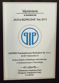 Wyróżnienie Buduj Bezpiecznie 2013